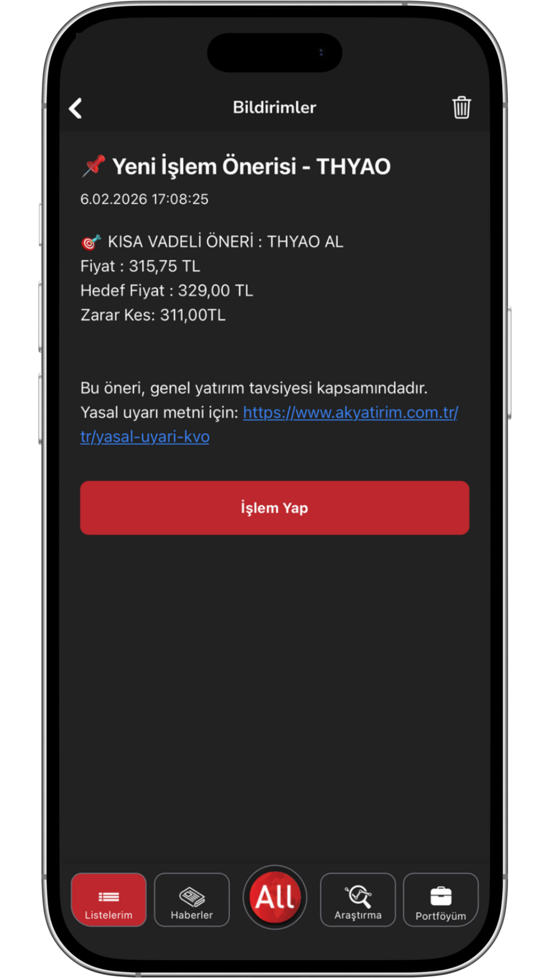 TradeAll İşlem Önerileri